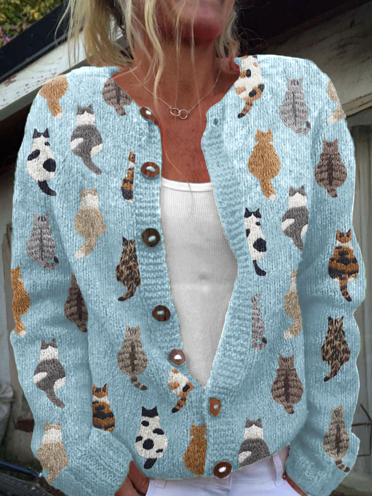 Yvette | Cardigan Douillet Motif Chats