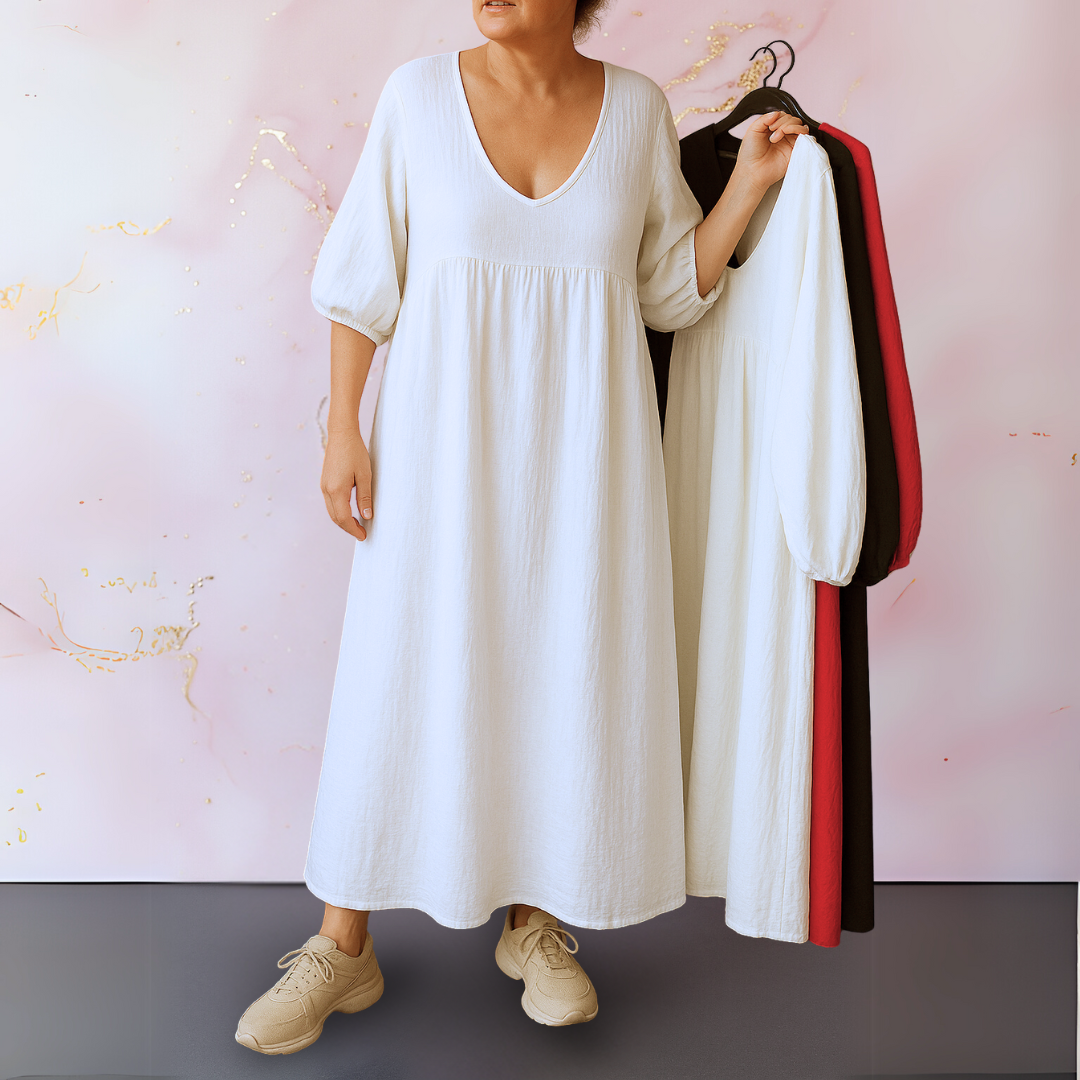 Cléo | Robe Unicolore avec V-hals