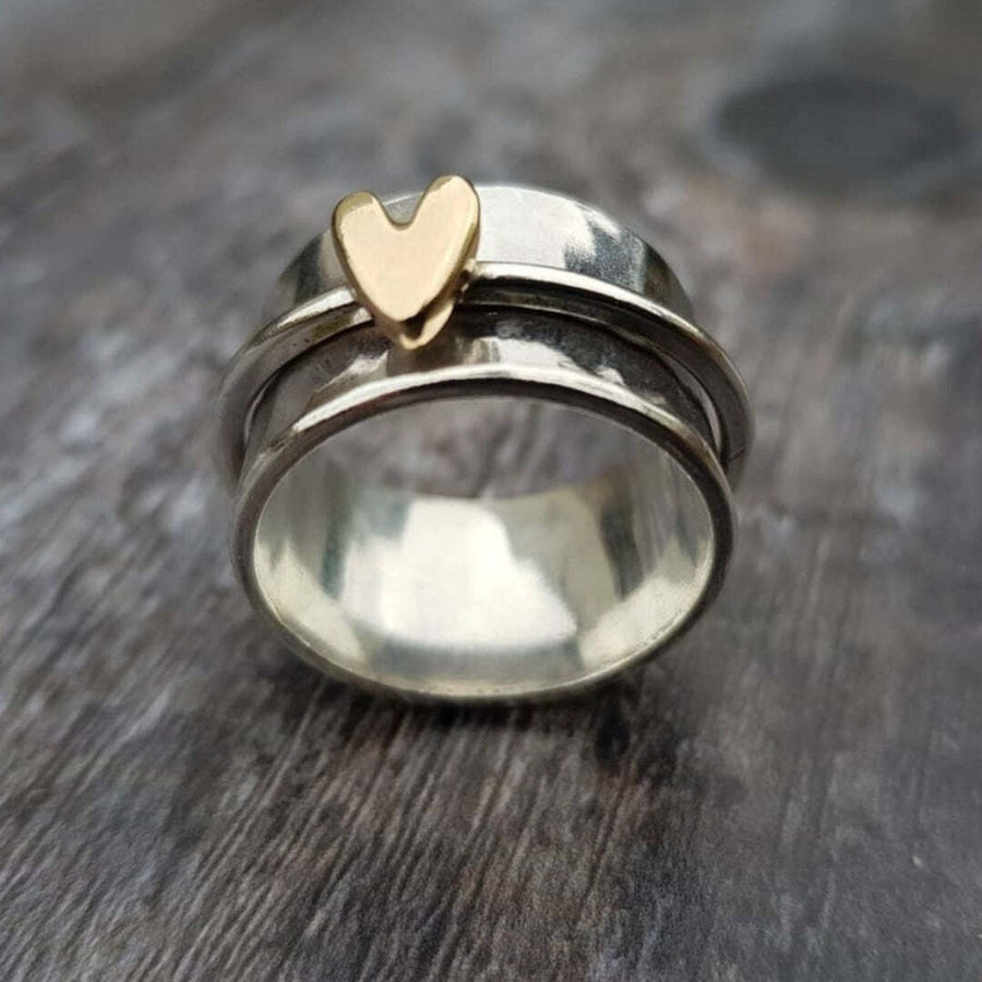 Bague Vintage en Argent et Cœur Doré