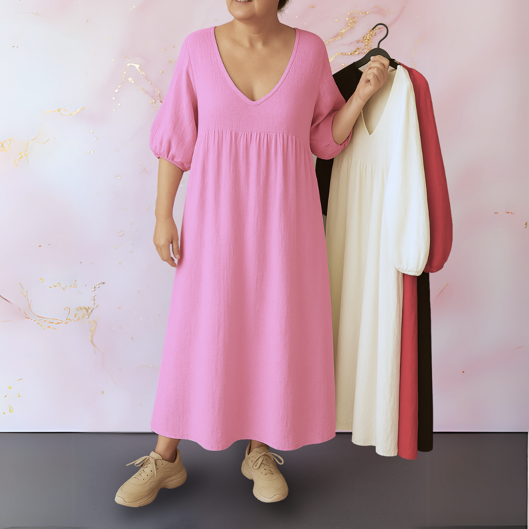 Cléo | Robe Unicolore avec V-hals
