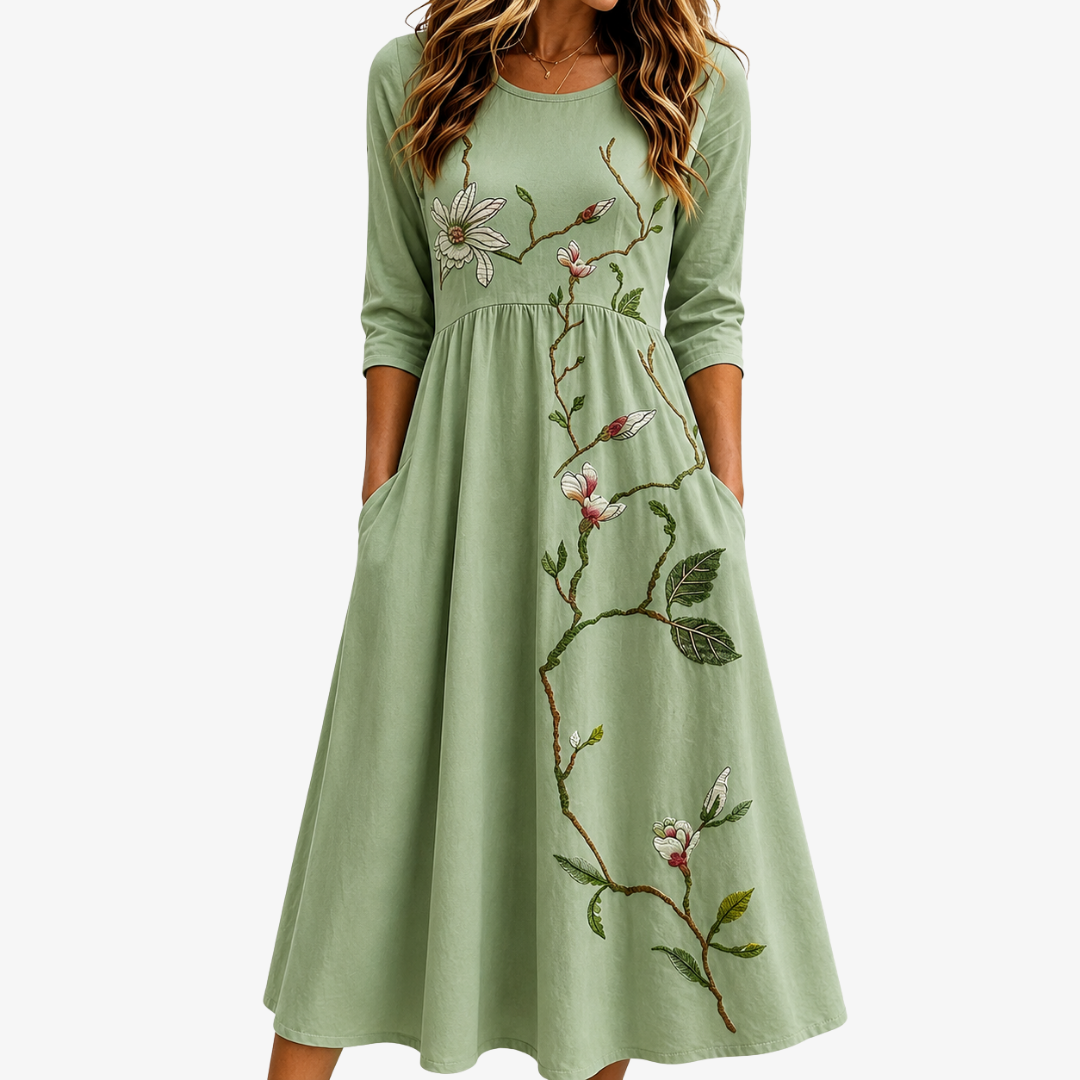 Robe Midi Sauge Éclosion de Saule