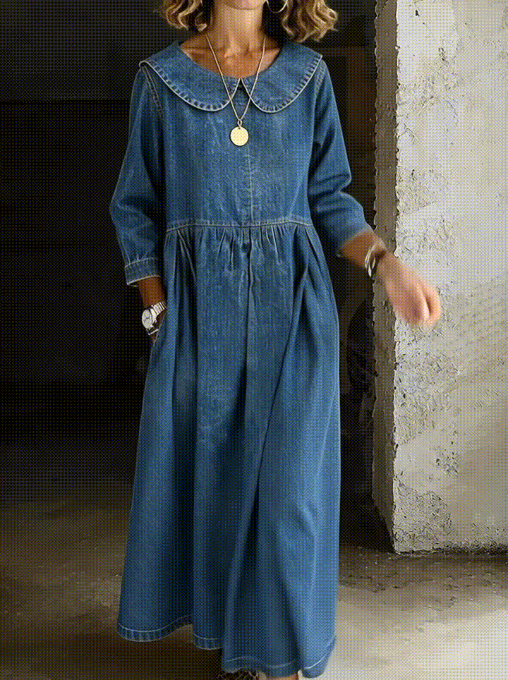 CLARA | Robe en jean avec col Peter Pan