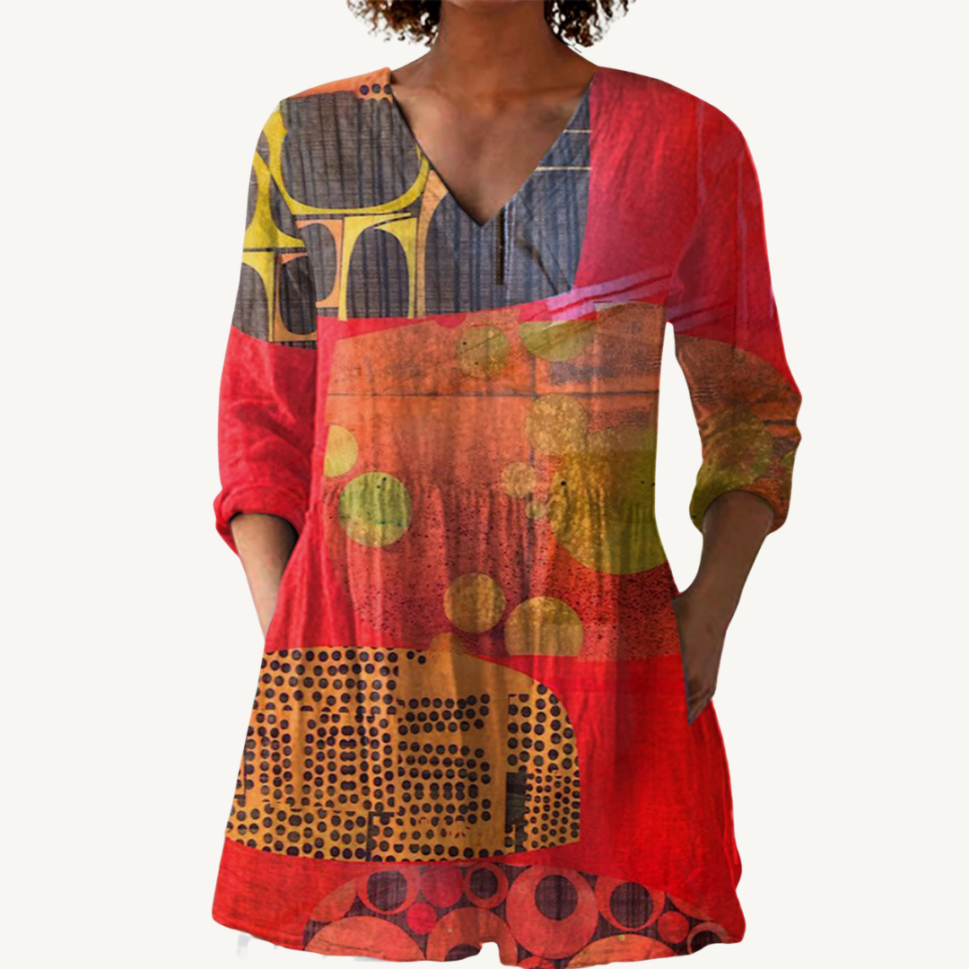 INDIRA™ | Blouse longue à col en V