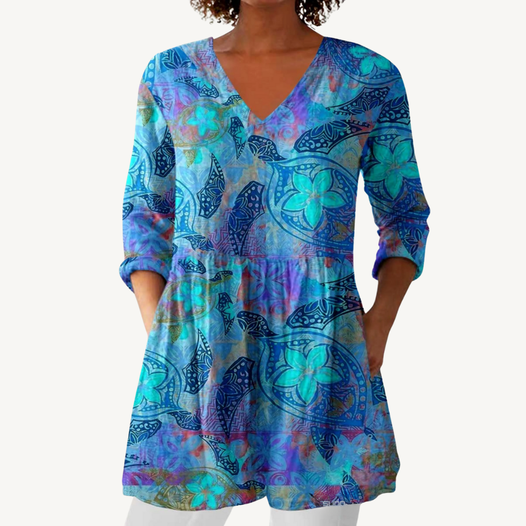 LILIA™ | Blouse longue à col en V