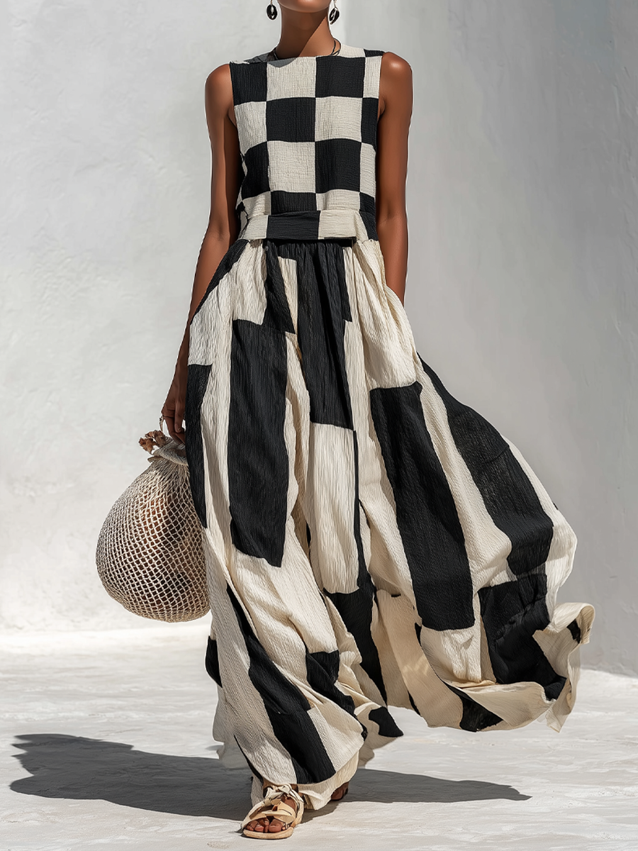 Agnès | Robe Maxi Graphique Élégante