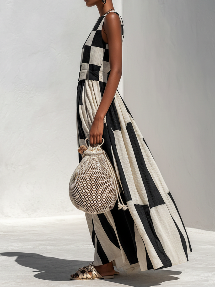 Agnès | Robe Maxi Graphique Élégante