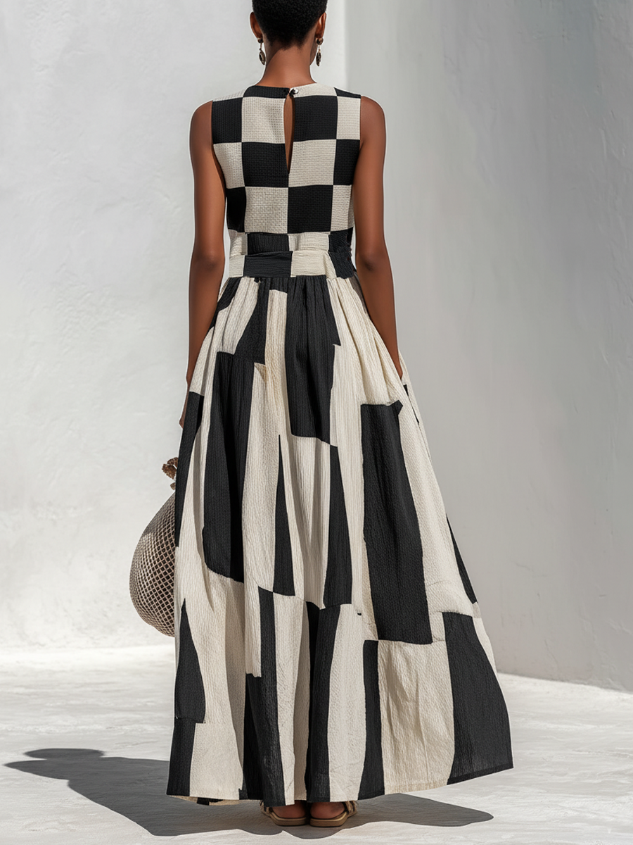Agnès | Robe Maxi Graphique Élégante