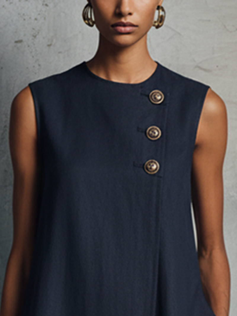 Thérèse | Robe Midi Élégante Sans Manches