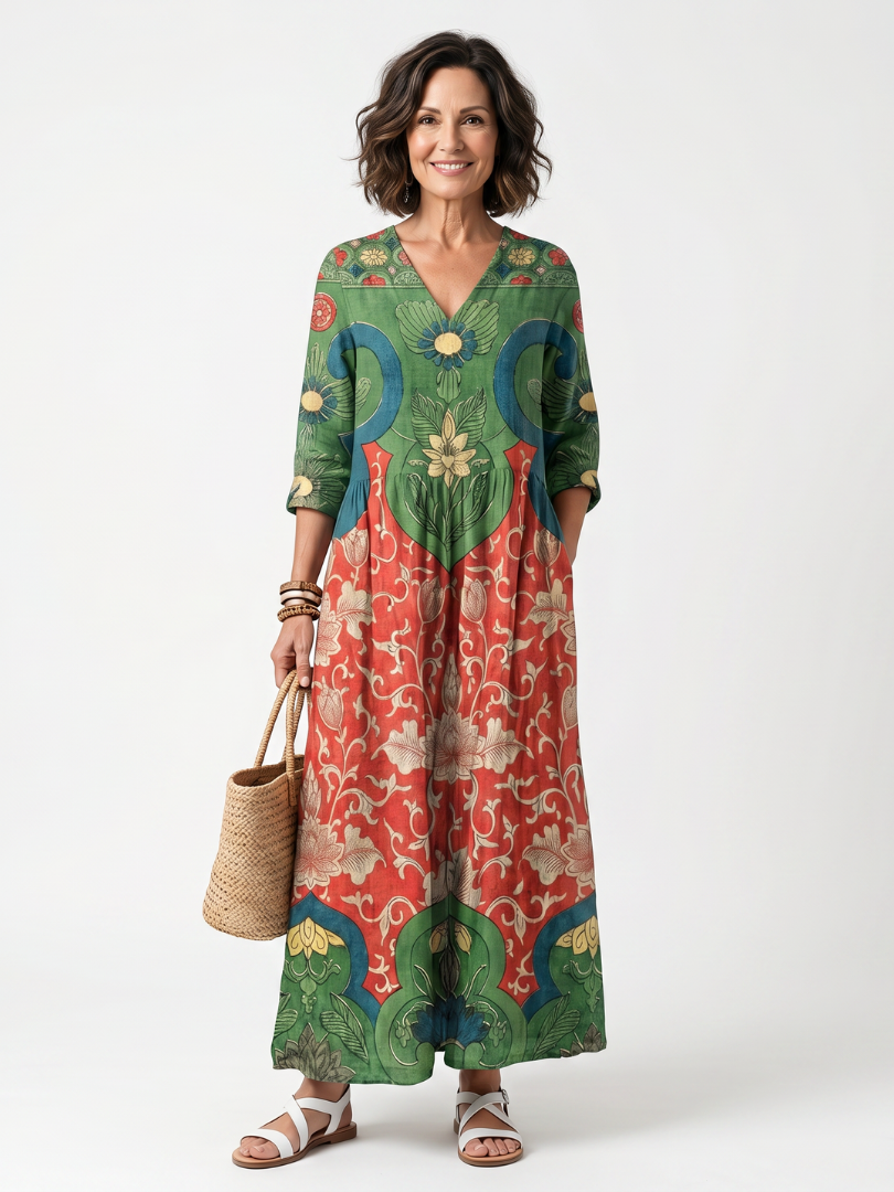 Suzanne | Robe Maxi Artistique Élégante