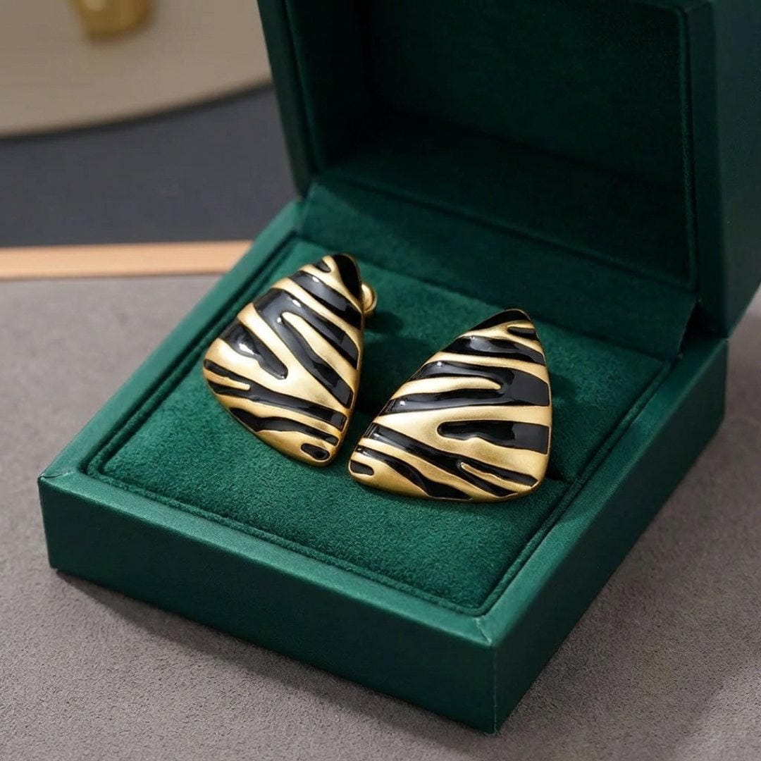 Boucles d'oreilles clous en forme de triangle zèbre