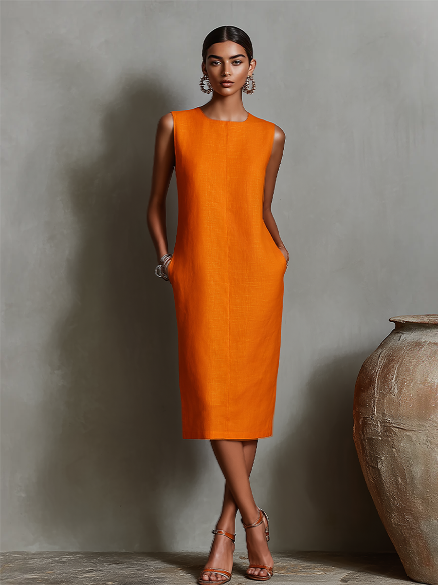 Colette | Robe Midi Élégante Sans Manches