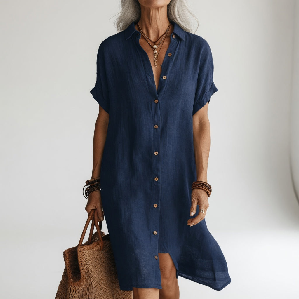 TIMÉA | Robe chemise midi respirante élégance parisienne