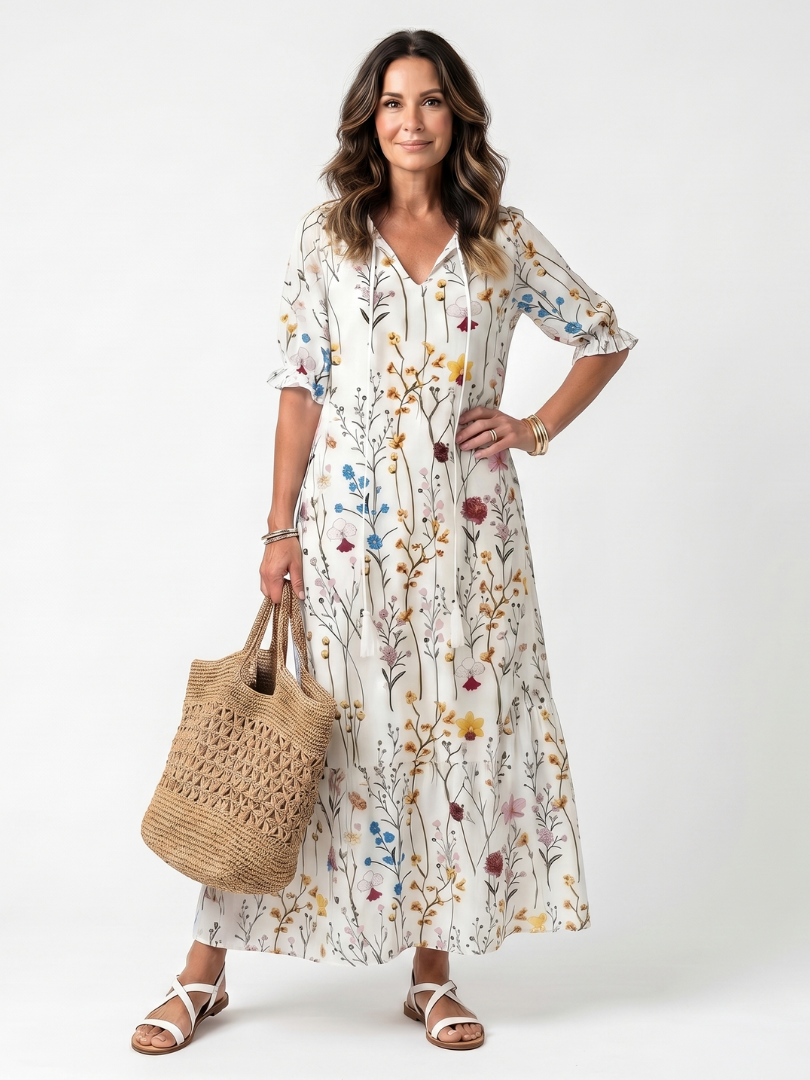 Floriane | Robe Maxi Fleurie Élégante
