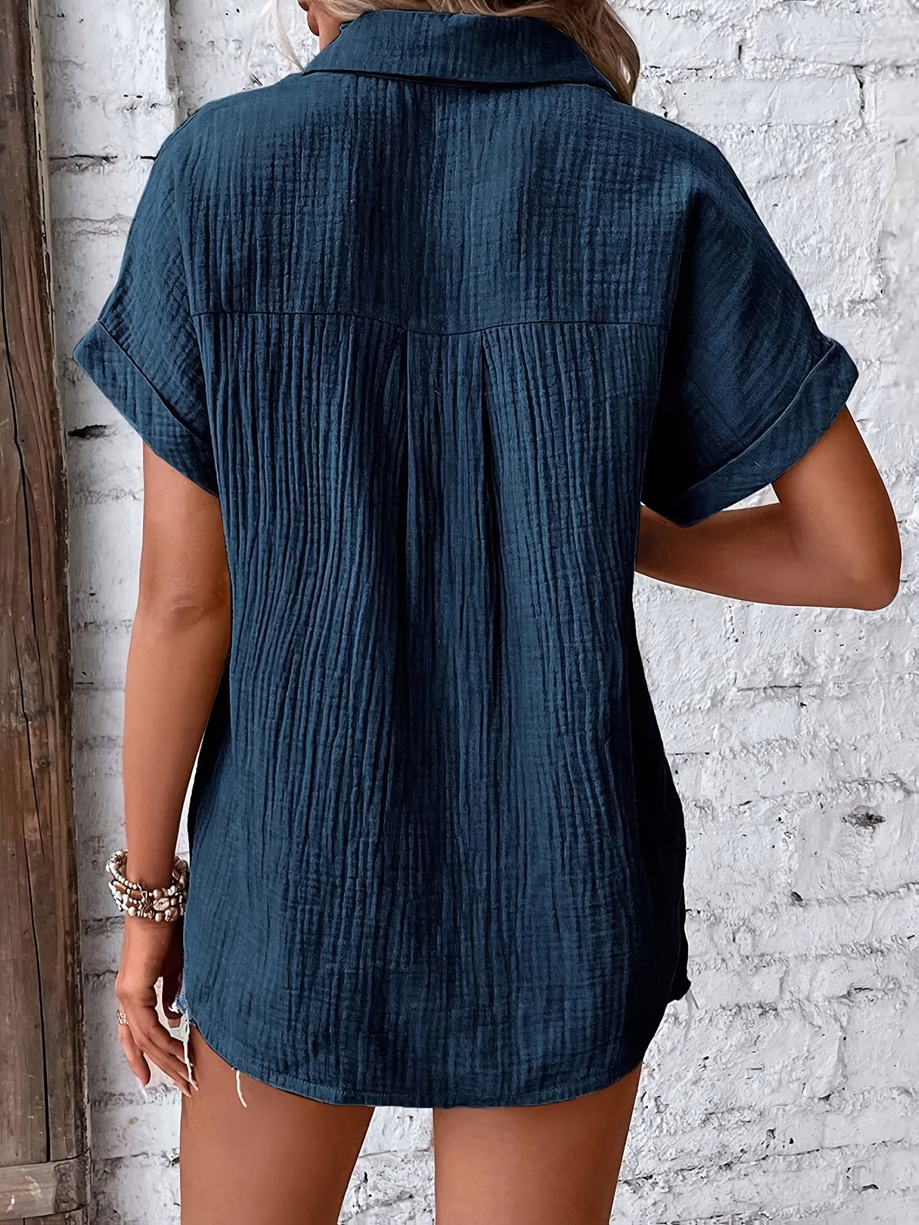 Emery | Blouse d'été texturée à boutons