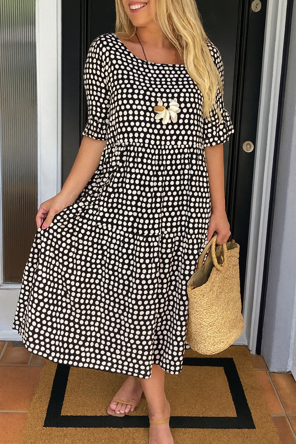 NOÉMIE | Robe midi fluide élégante naturelle