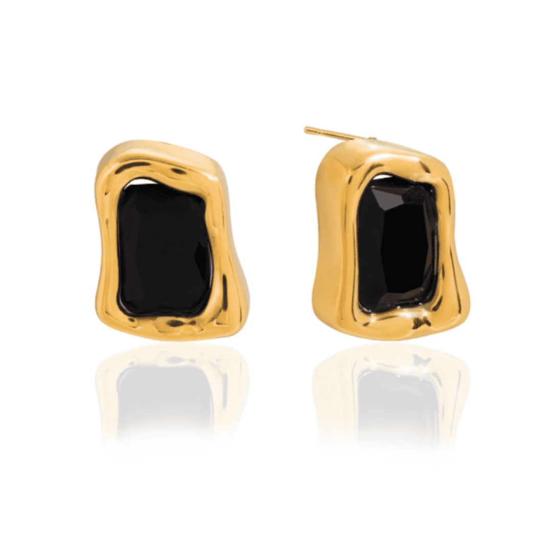 Boucles d'oreilles carrées en zircon doré intemporel