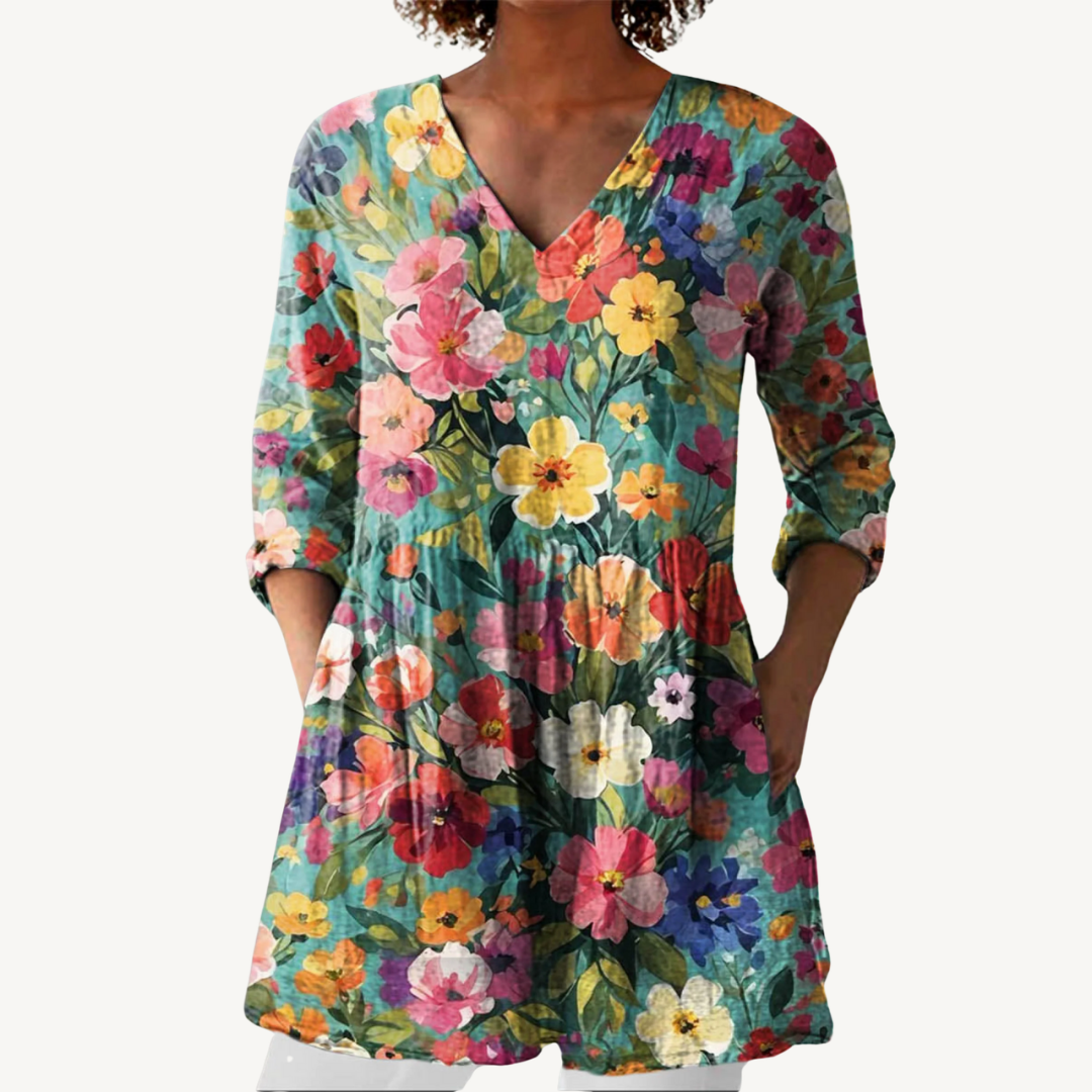 INES™ | Blouse longue à col en V