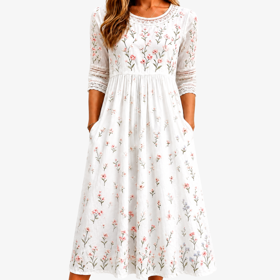 Robe Midi à Poches Fleurs Sauvages Murmure