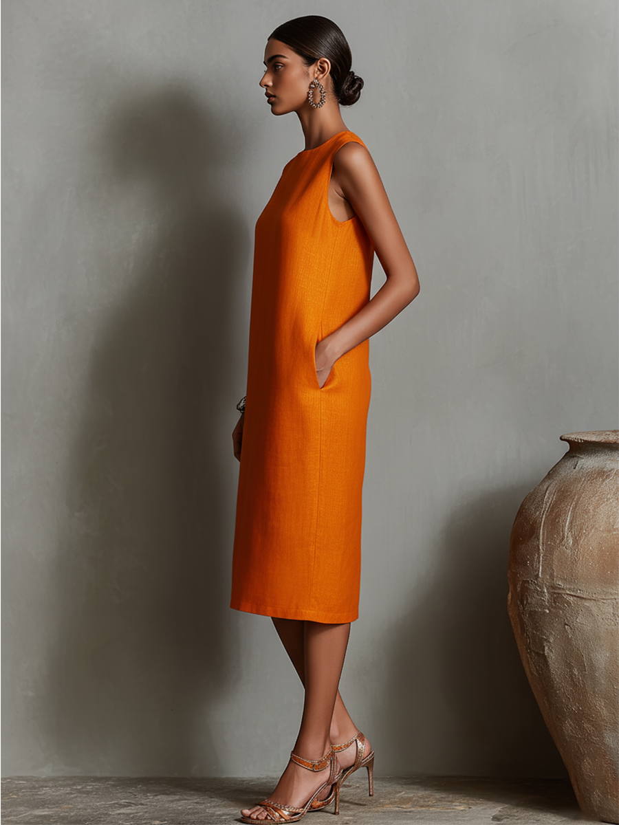 Colette | Robe Midi Élégante Sans Manches