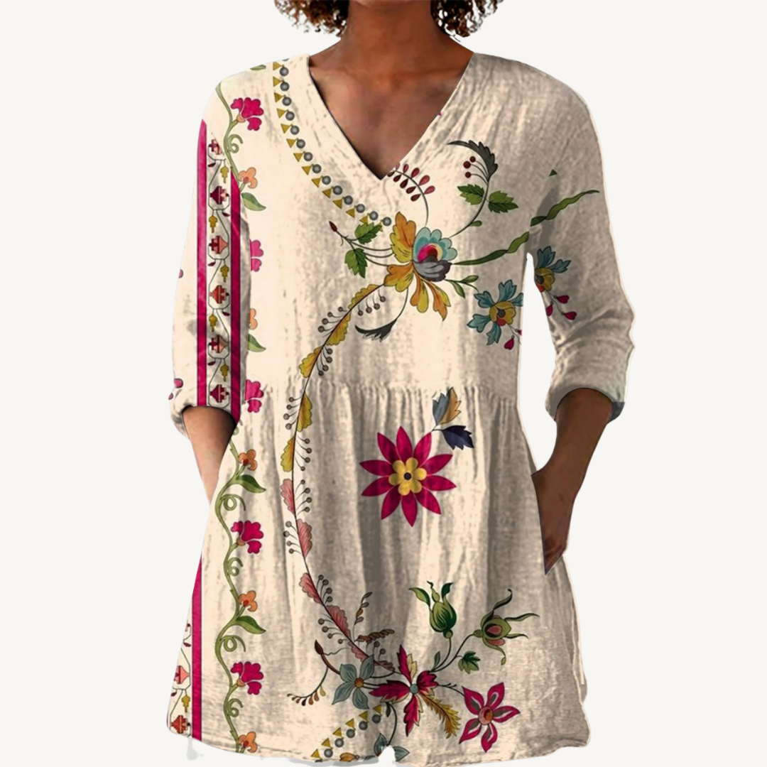 NAYA™ | Blouse longue à col en V