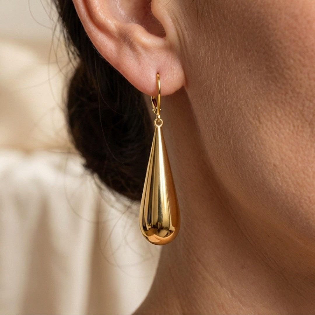 Boucles d'Oreilles Longues en Forme de Goutte d'Eau