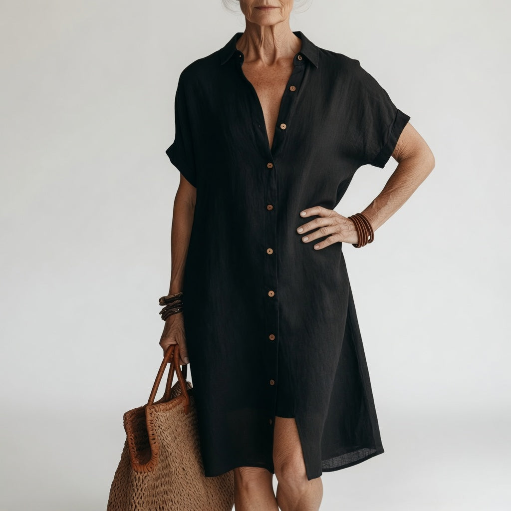 TIMÉA | Robe chemise midi respirante élégance parisienne