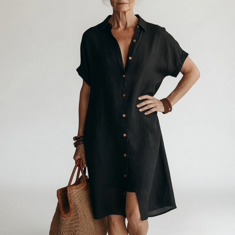 TIMÉA | Robe chemise midi respirante élégance parisienne