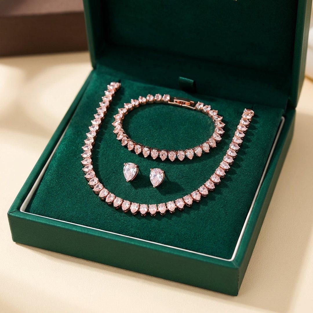 Superbe ensemble complet de mariage en zircon cubique transparent