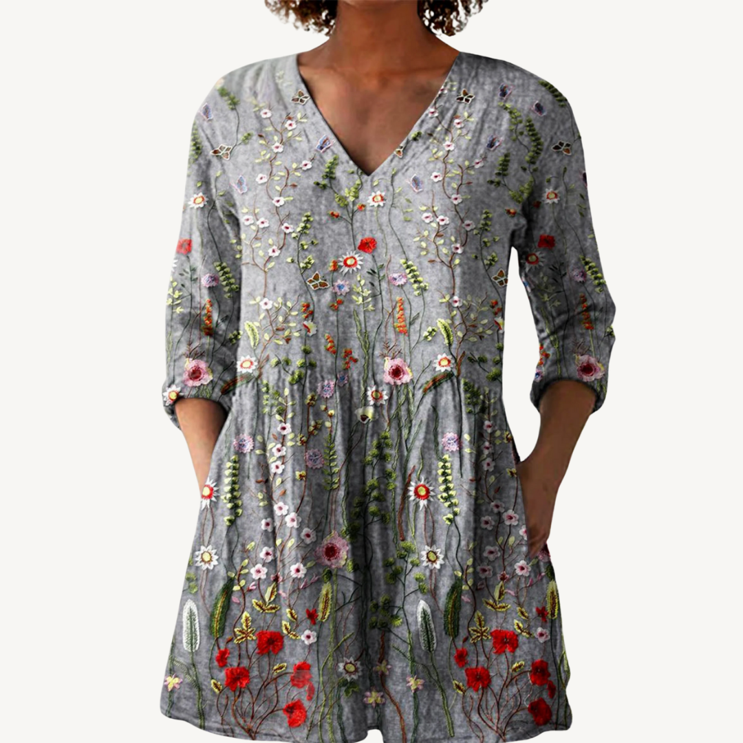 LANA™ | Blouse longue à col en V
