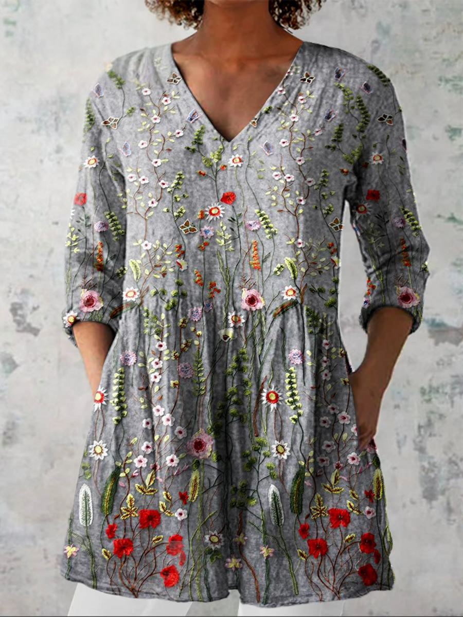 LANA™ | Blouse longue à col en V