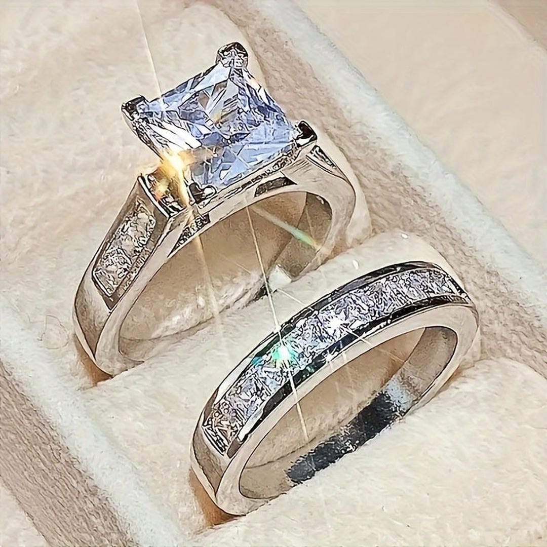 Exquise Bague de Promesse en Zirconia