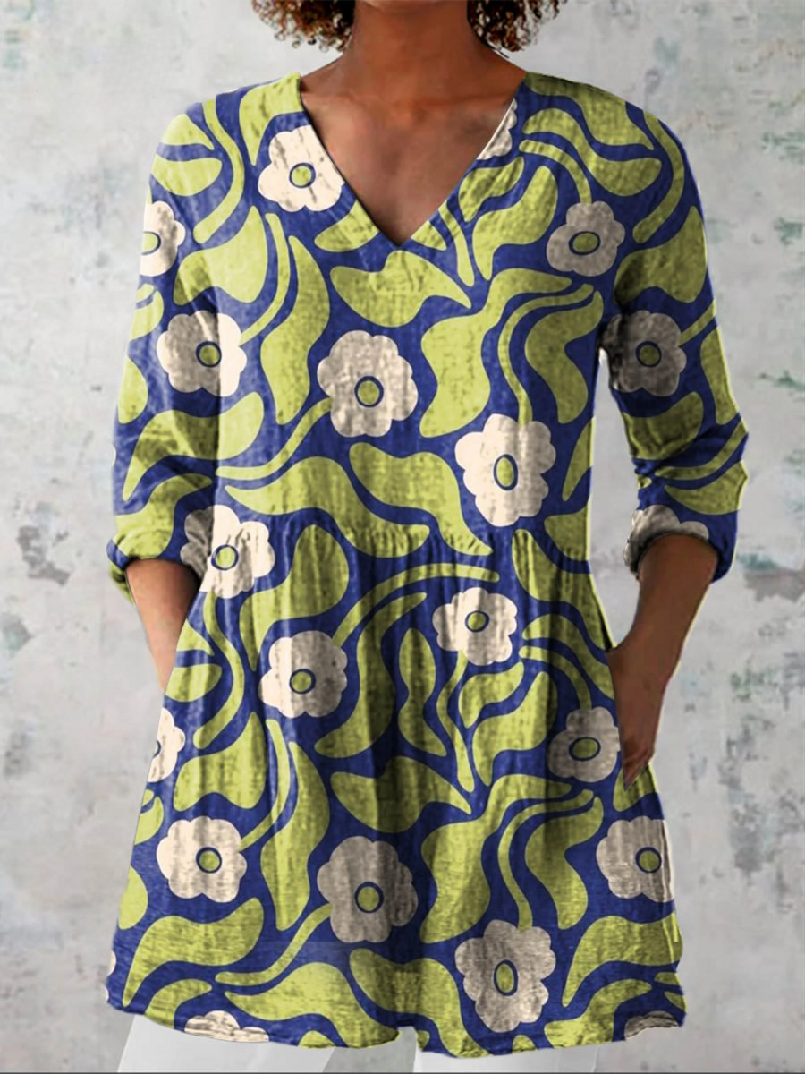 GALINA™ | Blouse longue à col en V
