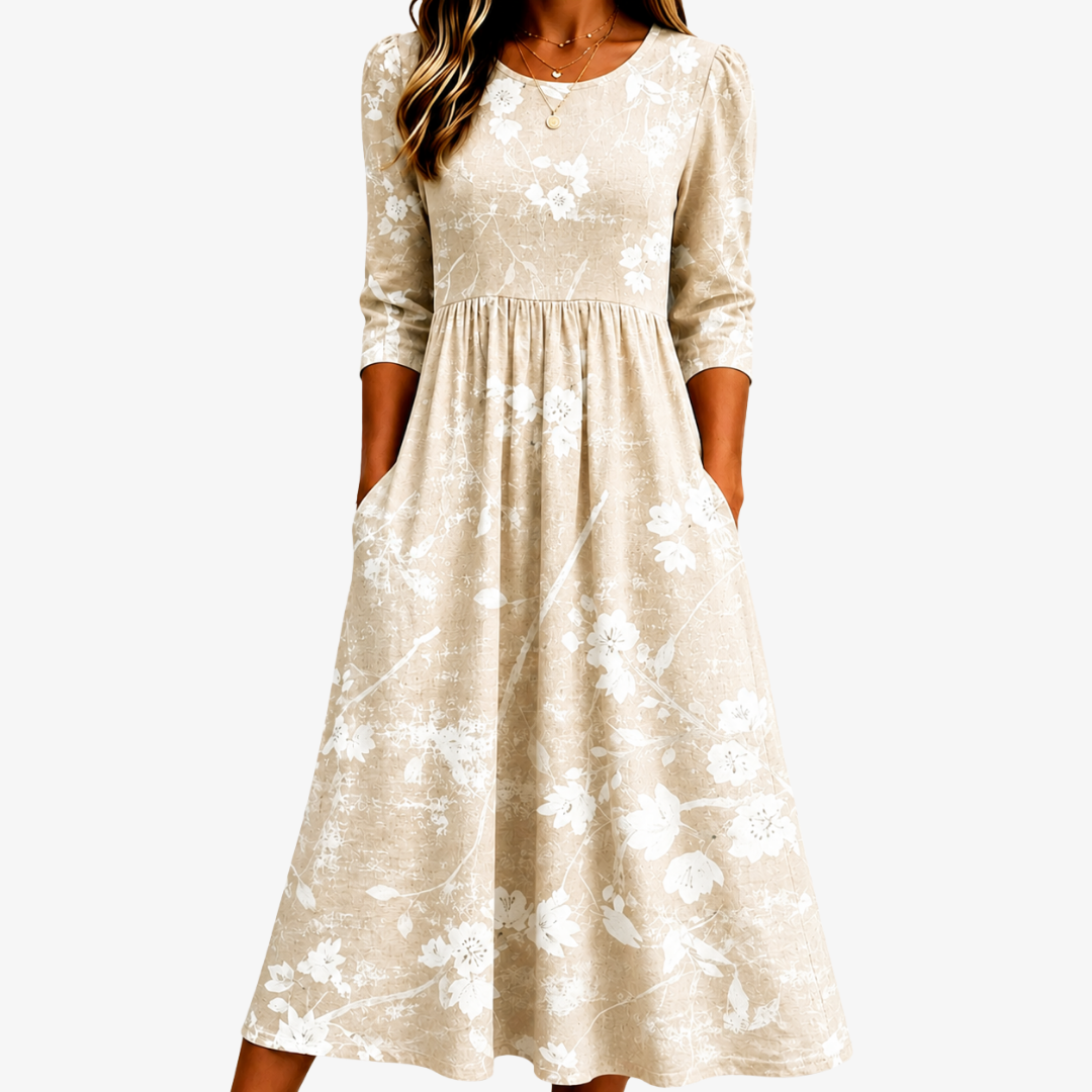 Robe Midi Quotidienne Douce Fleurs des Prairies