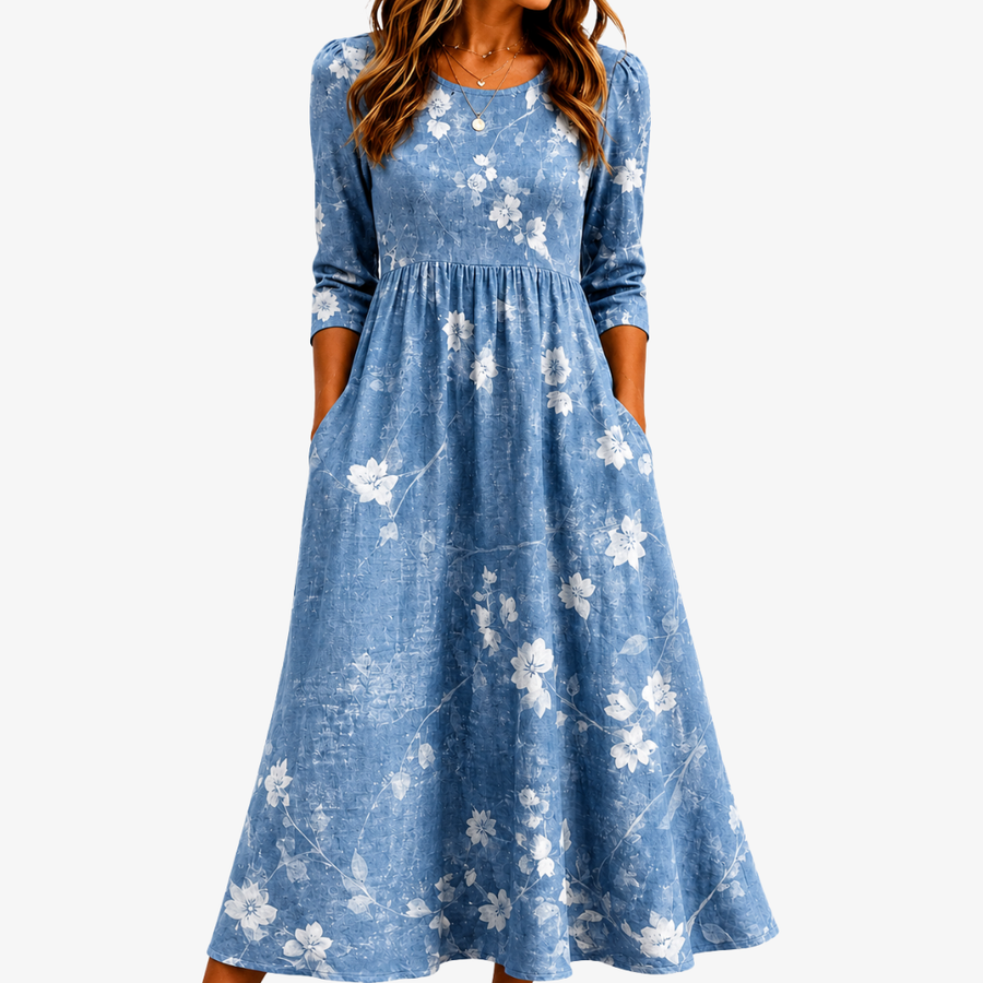 Robe Midi à Poches Fleurie Brise de Jacinthes des Bois