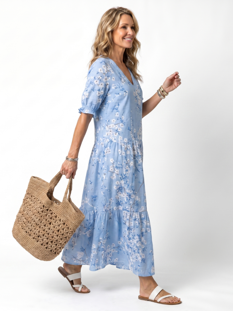 Céleste | Robe Maxi Fleurie Élégante