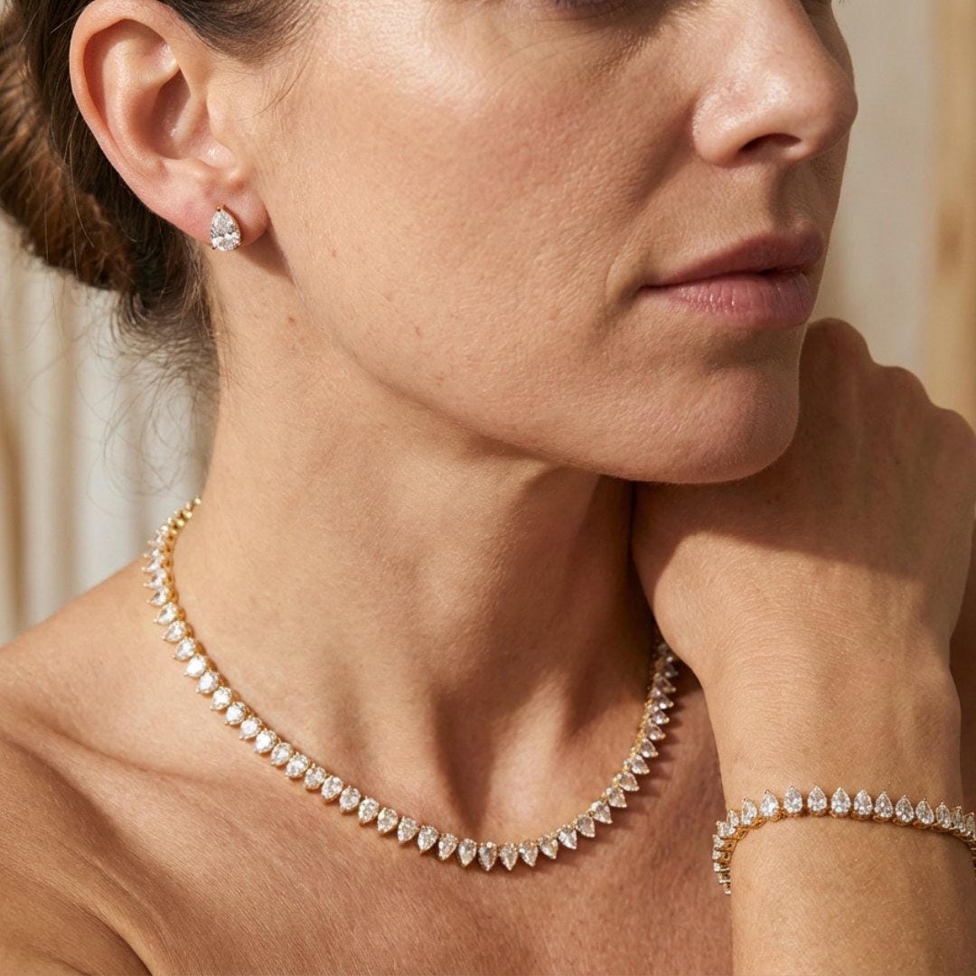 Superbe ensemble complet de mariage en zircon cubique transparent