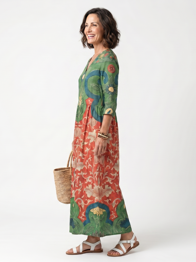 Suzanne | Robe Maxi Artistique Élégante