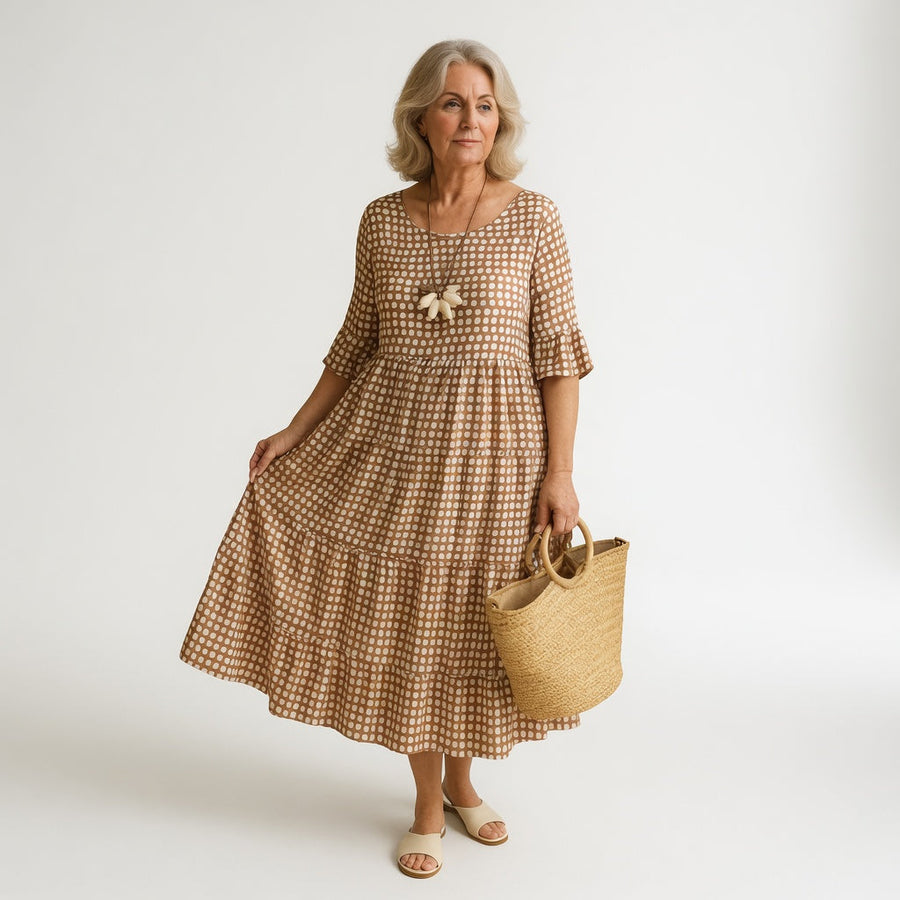 NOÉMIE | Robe midi fluide élégante naturelle