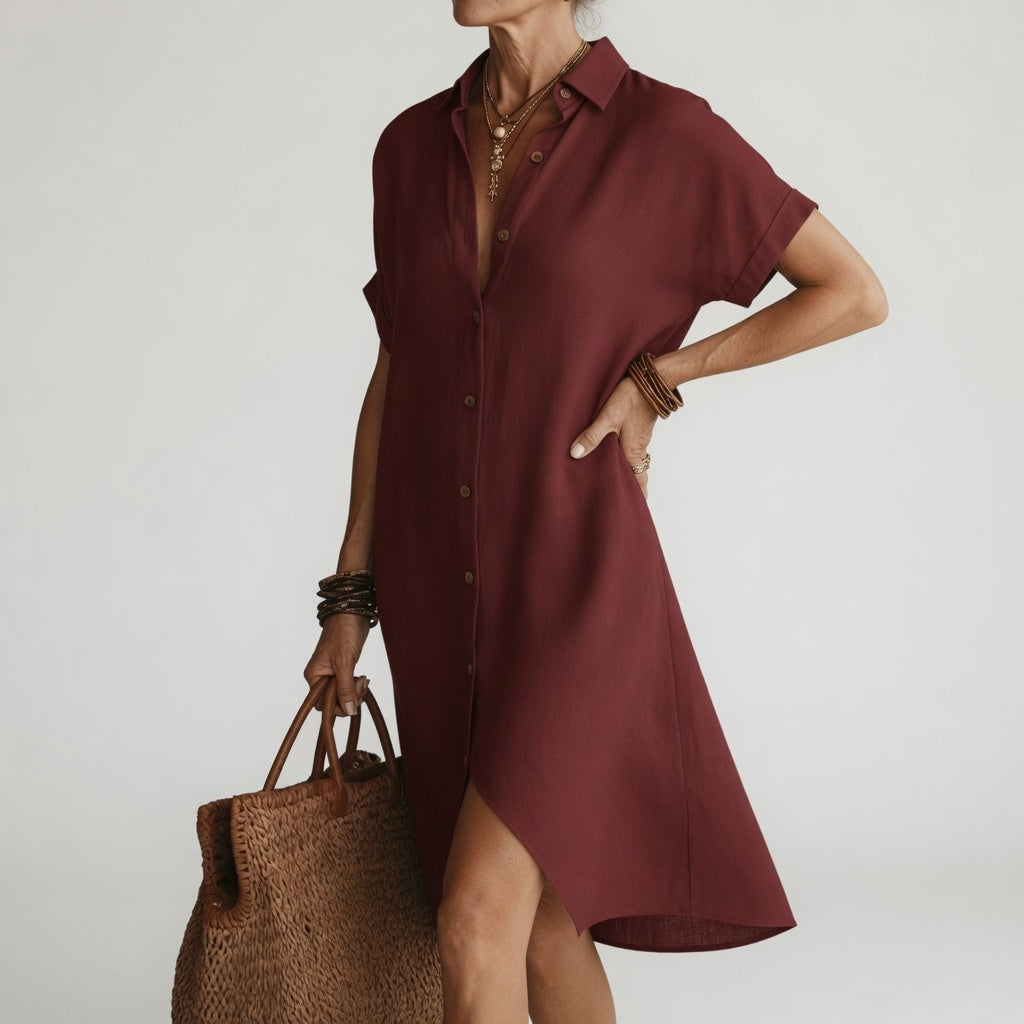 TIMÉA | Robe chemise midi respirante élégance parisienne