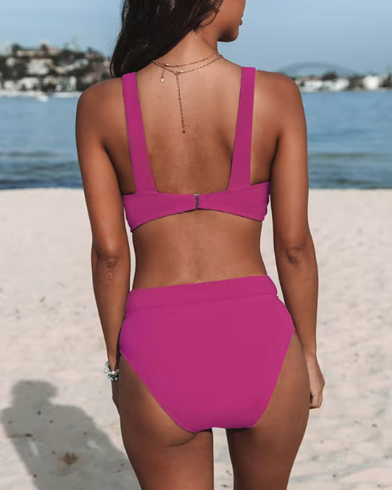 HILDE | Maillot de bain uni à col haut