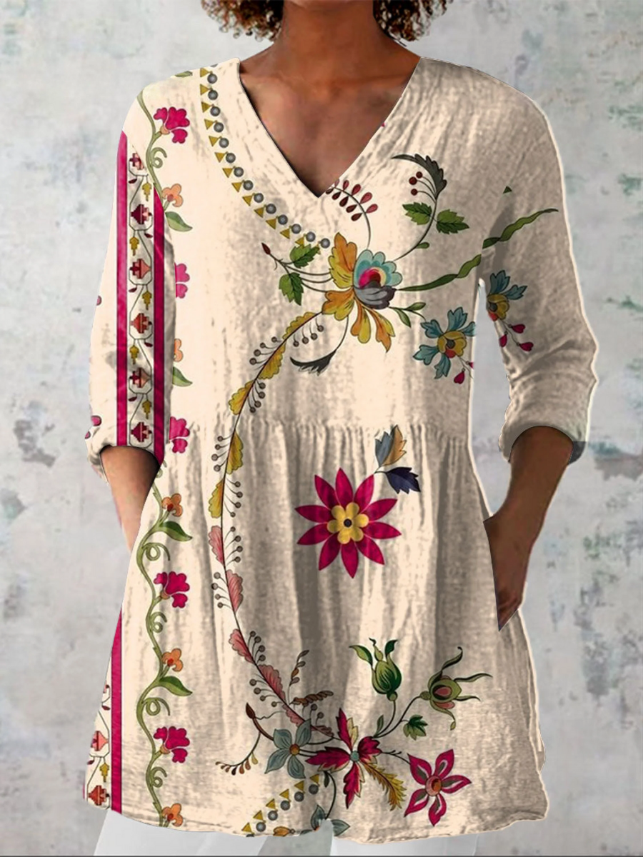 NAYA™ | Blouse longue à col en V