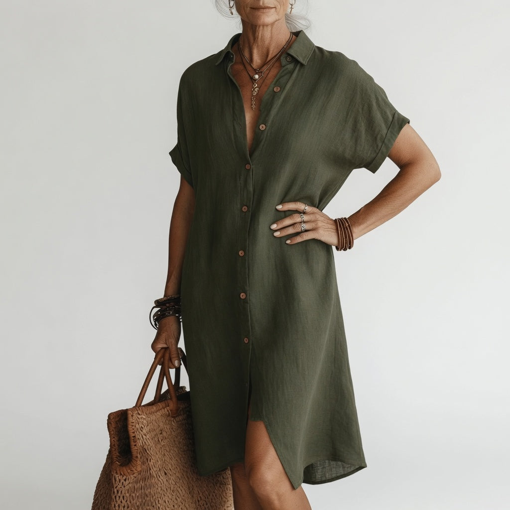 TIMÉA | Robe chemise midi respirante élégance parisienne