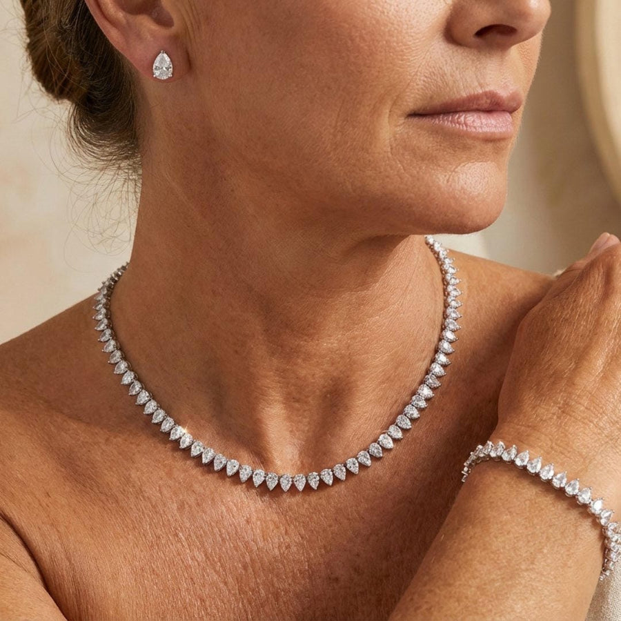 Superbe ensemble complet de mariage en zircon cubique transparent