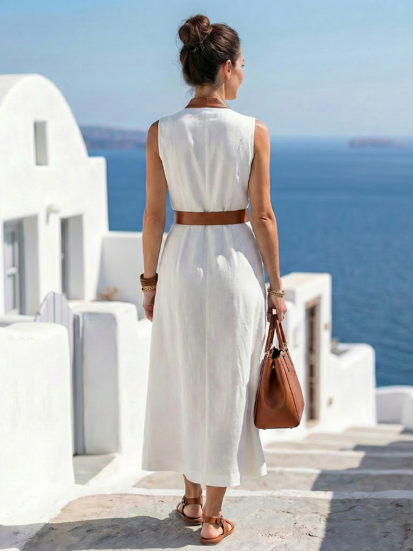 MYRA™ | Robe Midi à Lignes Contrastées