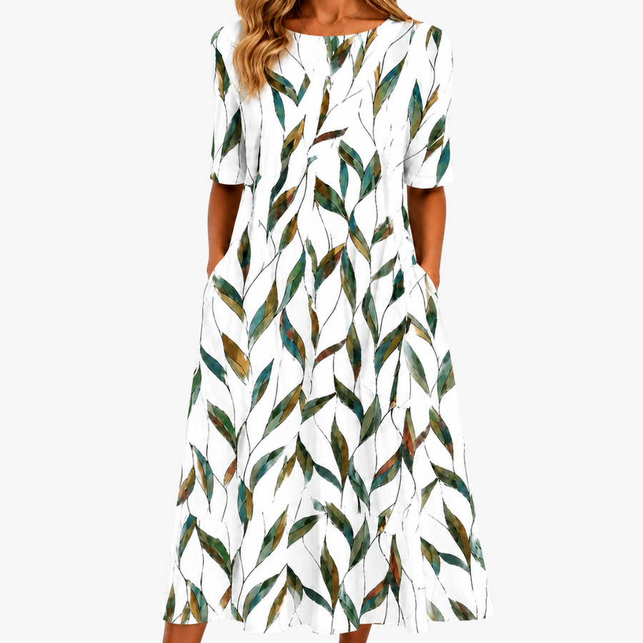 Robe Midi à Poches Botanique Prairie de Saule