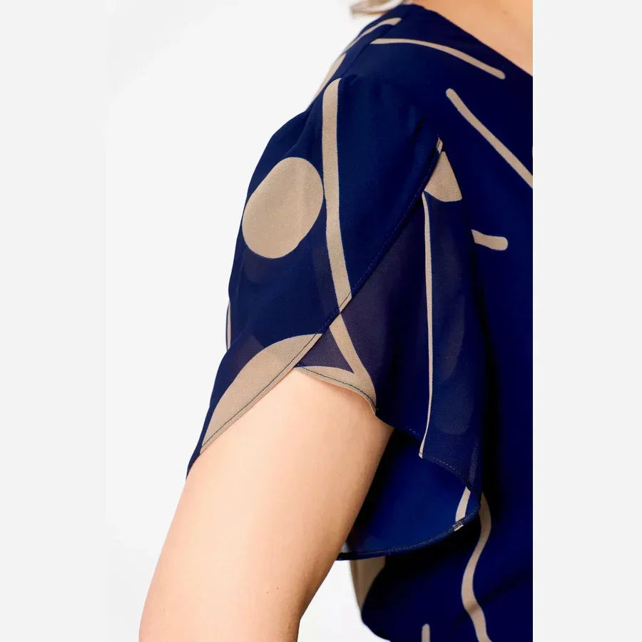 Micheline | Robe Midi Élégante à Motif Graphique