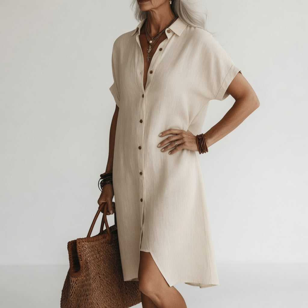 TIMÉA | Robe chemise midi respirante élégance parisienne