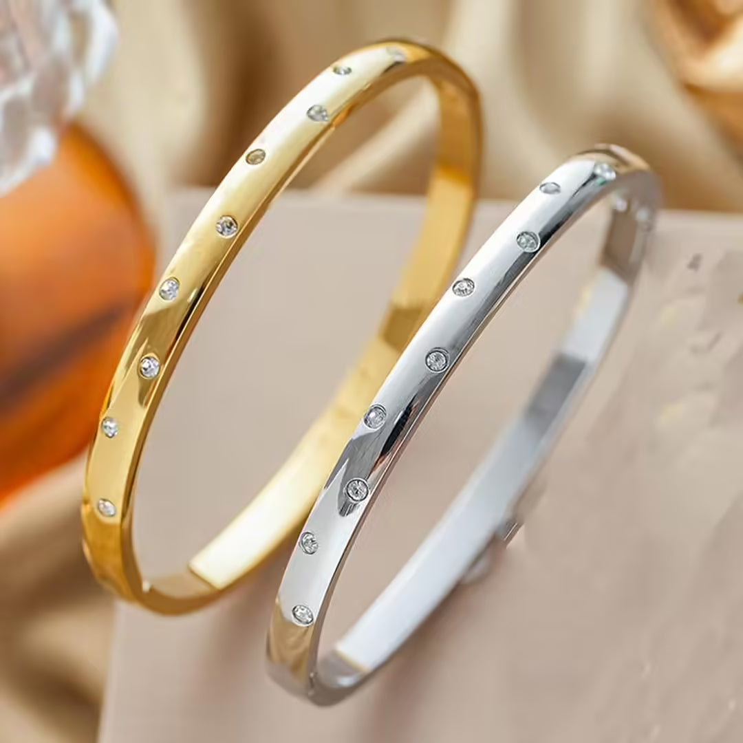 Bracelet en Zirconia Doré Intemporel