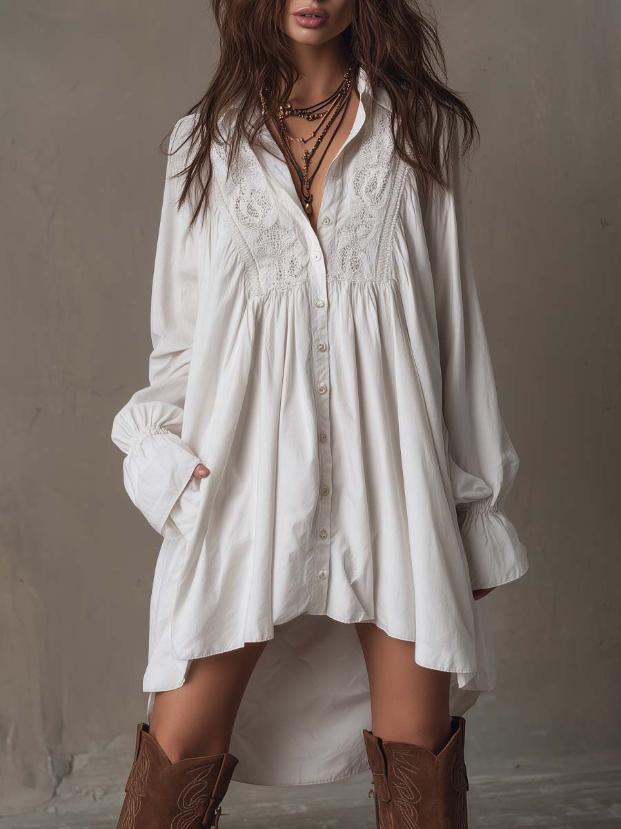 Émilie | Robe Chemise Bohème Élégante