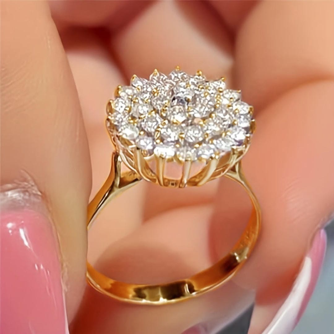 Bague Déclaration Halo en Cristaux